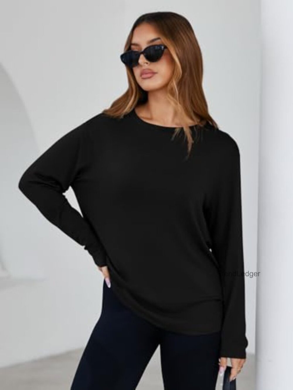 Long Sleeve Oversized Tee Loose Fit Crewneck Basic Top Y2K Casual - Picture 3 of 7